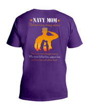 Load image into Gallery viewer, Son Gift For Navy Mom Behind Every Strong Soldier Guys V-Neck