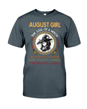Load image into Gallery viewer, Birthday Gift For August Girl The Soul Of A Witch Guys Tee