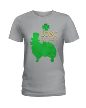 Load image into Gallery viewer, Pomeranian Long On Luck Green St. Patrick's Day Printed Mug Ladies Tee