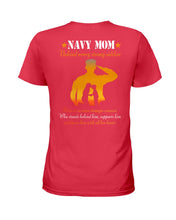 Load image into Gallery viewer, Son Gift For Navy Mom Behind Every Strong Soldier Ladies Tee