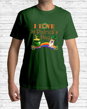Load image into Gallery viewer, Corgi Sitting On Rainbow I Love St Patrick's Day Gift For Dog Lovers Guys Tee