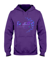 Load image into Gallery viewer, Be Still And Know That I Am God Purple Dragonfly Hoodie
