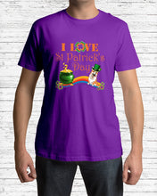 Load image into Gallery viewer, Corgi Sitting On Rainbow I Love St Patrick's Day Gift For Dog Lovers Guys Tee