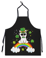 Load image into Gallery viewer, Llama Sitting On Rainbow Clovers St Patrick's Day Gift Apron
