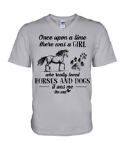 Load image into Gallery viewer, There Was A Girl Who Really Loved Horses And Dogs Guys V-Neck