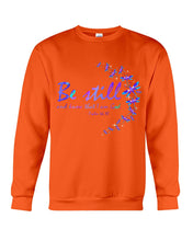 Load image into Gallery viewer, Be Still And Know That I Am God Purple Dragonfly Sweatshirt