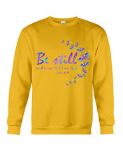 Load image into Gallery viewer, Be Still And Know That I Am God Purple Dragonfly Sweatshirt