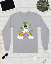 Load image into Gallery viewer, Llama Sitting On Rainbow Clovers St Patrick's Day Gift Unisex Long Sleeve