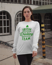 Load image into Gallery viewer, Irsih Drinking Team Green Shamrock St Patrick's Day Unisex Long Sleeve
