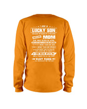 Load image into Gallery viewer, Lucky Son Who Raised By A Freaking Awesome April Mom Unisex Long Sleeve