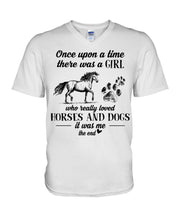 Load image into Gallery viewer, There Was A Girl Who Really Loved Horses And Dogs Guys V-Neck