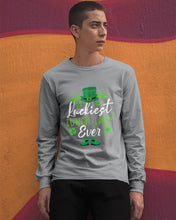 Load image into Gallery viewer, Emerald Green Top Hat And Boot Luckiest Lunch Lady Ever St Patrick's Day Gift Unisex Long Sleeve