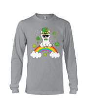 Load image into Gallery viewer, Llama Sitting On Rainbow Clovers St Patrick's Day Gift Unisex Long Sleeve