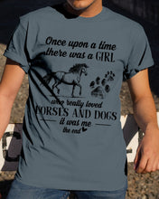 Load image into Gallery viewer, There Was A Girl Who Really Loved Horses And Dogs Guys Tee