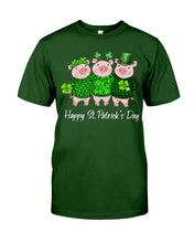 Load image into Gallery viewer, Pig Wear Plaid Shirt And Top Hat St Patrick's Day Gift Guys Tee