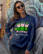 Load image into Gallery viewer, Pig Wear Plaid Shirt And Top Hat St Patrick's Day Gift Sweatshirt