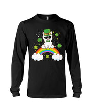 Load image into Gallery viewer, Llama Sitting On Rainbow Clovers St Patrick's Day Gift Unisex Long Sleeve