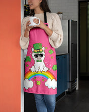 Load image into Gallery viewer, Llama Sitting On Rainbow Clovers St Patrick's Day Gift Apron