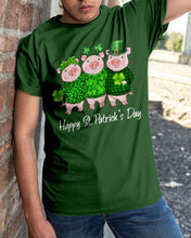 Load image into Gallery viewer, Pig Wear Plaid Shirt And Top Hat St Patrick's Day Gift Guys Tee