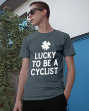 Load image into Gallery viewer, Lucky To Be A Biker Pilot Clover St Patrick's Day Gift Guys Tee