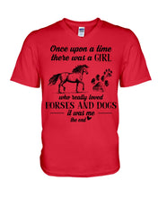 Load image into Gallery viewer, There Was A Girl Who Really Loved Horses And Dogs Guys V-Neck