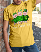 Load image into Gallery viewer, Pig Wear Plaid Shirt And Top Hat St Patrick's Day Gift Guys Tee