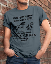 Load image into Gallery viewer, There Was A Girl Who Really Loved Horses And Dogs Guys Tee