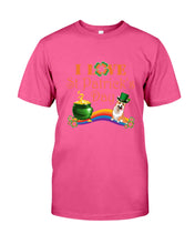 Load image into Gallery viewer, Corgi Sitting On Rainbow I Love St Patrick's Day Gift For Dog Lovers Guys Tee