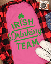 Load image into Gallery viewer, Irsih Drinking Team Green Shamrock St Patrick's Day Guys Tee