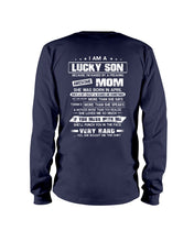 Load image into Gallery viewer, Lucky Son Who Raised By A Freaking Awesome April Mom Unisex Long Sleeve