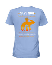 Load image into Gallery viewer, Son Gift For Navy Mom Behind Every Strong Soldier Ladies Tee