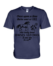 Load image into Gallery viewer, There Was A Girl Who Really Loved Horses And Dogs Guys V-Neck