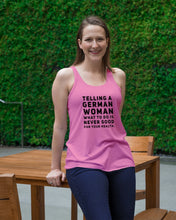 Load image into Gallery viewer, Telling A German Woman What To Do Is Never Good For Your Health Ladies Flowy Tank