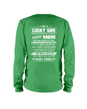 Load image into Gallery viewer, Lucky Son Who Raised By A Freaking Awesome April Mom Unisex Long Sleeve