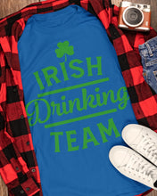 Load image into Gallery viewer, Irsih Drinking Team Green Shamrock St Patrick's Day Guys Tee