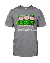 Load image into Gallery viewer, Pig Wear Plaid Shirt And Top Hat St Patrick's Day Gift Guys Tee