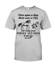 Load image into Gallery viewer, There Was A Girl Who Really Loved Horses And Dogs Guys Tee