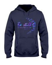Load image into Gallery viewer, Be Still And Know That I Am God Purple Dragonfly Hoodie