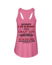 Load image into Gallery viewer, I'm Already Taken By A Freaking Crazy Guy Ladies Flowy Tank