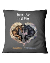 Load image into Gallery viewer, Horses From Our First Kiss Custom Name Gift For Girlfriend Pillow Cover