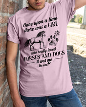 Load image into Gallery viewer, There Was A Girl Who Really Loved Horses And Dogs Guys Tee