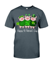 Load image into Gallery viewer, Pig Wear Plaid Shirt And Top Hat St Patrick's Day Gift Guys Tee