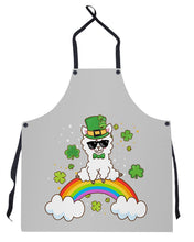 Load image into Gallery viewer, Llama Sitting On Rainbow Clovers St Patrick's Day Gift Apron