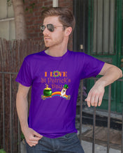 Load image into Gallery viewer, Corgi Sitting On Rainbow I Love St Patrick's Day Gift For Dog Lovers Guys Tee