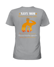 Load image into Gallery viewer, Son Gift For Navy Mom Behind Every Strong Soldier Ladies Tee