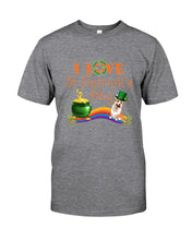 Load image into Gallery viewer, Corgi Sitting On Rainbow I Love St Patrick's Day Gift For Dog Lovers Guys Tee