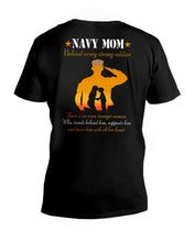 Load image into Gallery viewer, Son Gift For Navy Mom Behind Every Strong Soldier Guys V-Neck