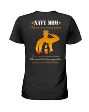 Load image into Gallery viewer, Son Gift For Navy Mom Behind Every Strong Soldier Ladies Tee