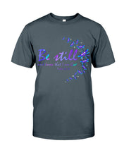 Load image into Gallery viewer, Be Still And Know That I Am God Purple Dragonfly Guys Tee