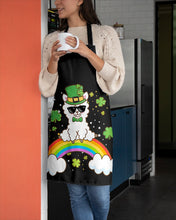 Load image into Gallery viewer, Llama Sitting On Rainbow Clovers St Patrick's Day Gift Apron